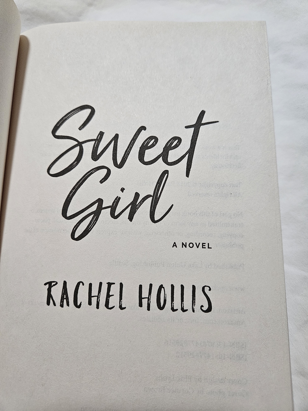 Sweet Girl Novel by Rachel Hollis — Black & Cream Title Page